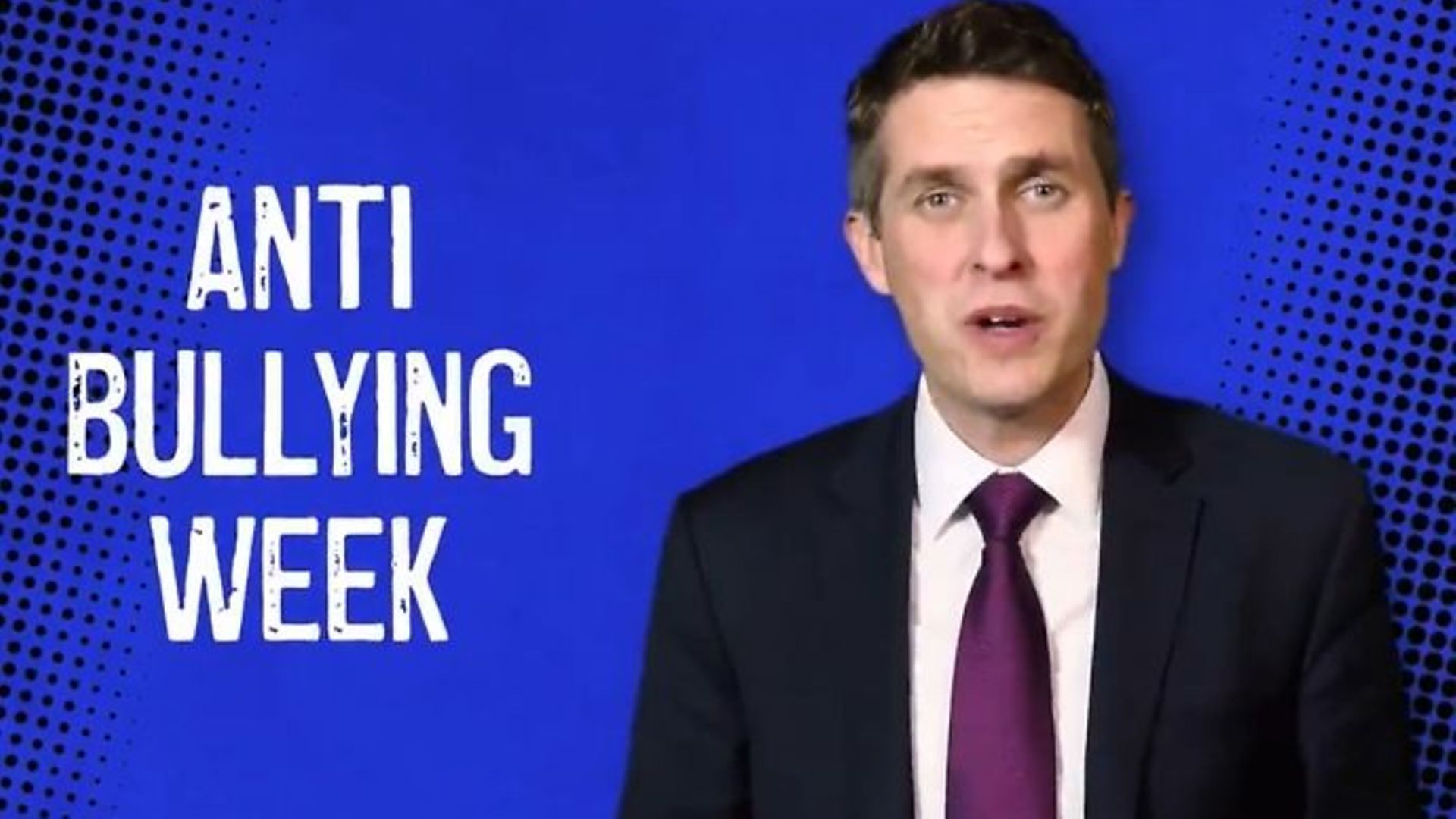 Education secretary Gavin Williamson in a promotional video against bullying - Credit: Twitter