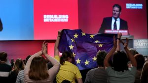 Sir Keir Starmer opens a debate on Brexit during a past Labour Party conference. Photograph: PA.
