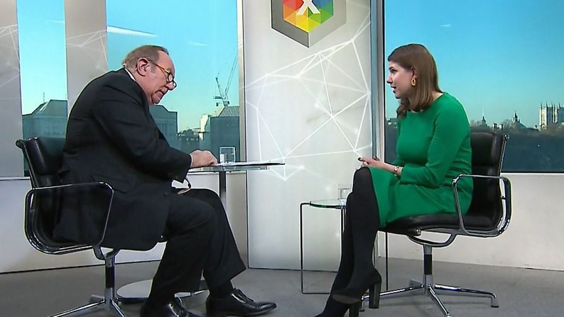 Jo Swinson is interviewed by Andrew Neil. Photograph: BBC. - Credit: Archant