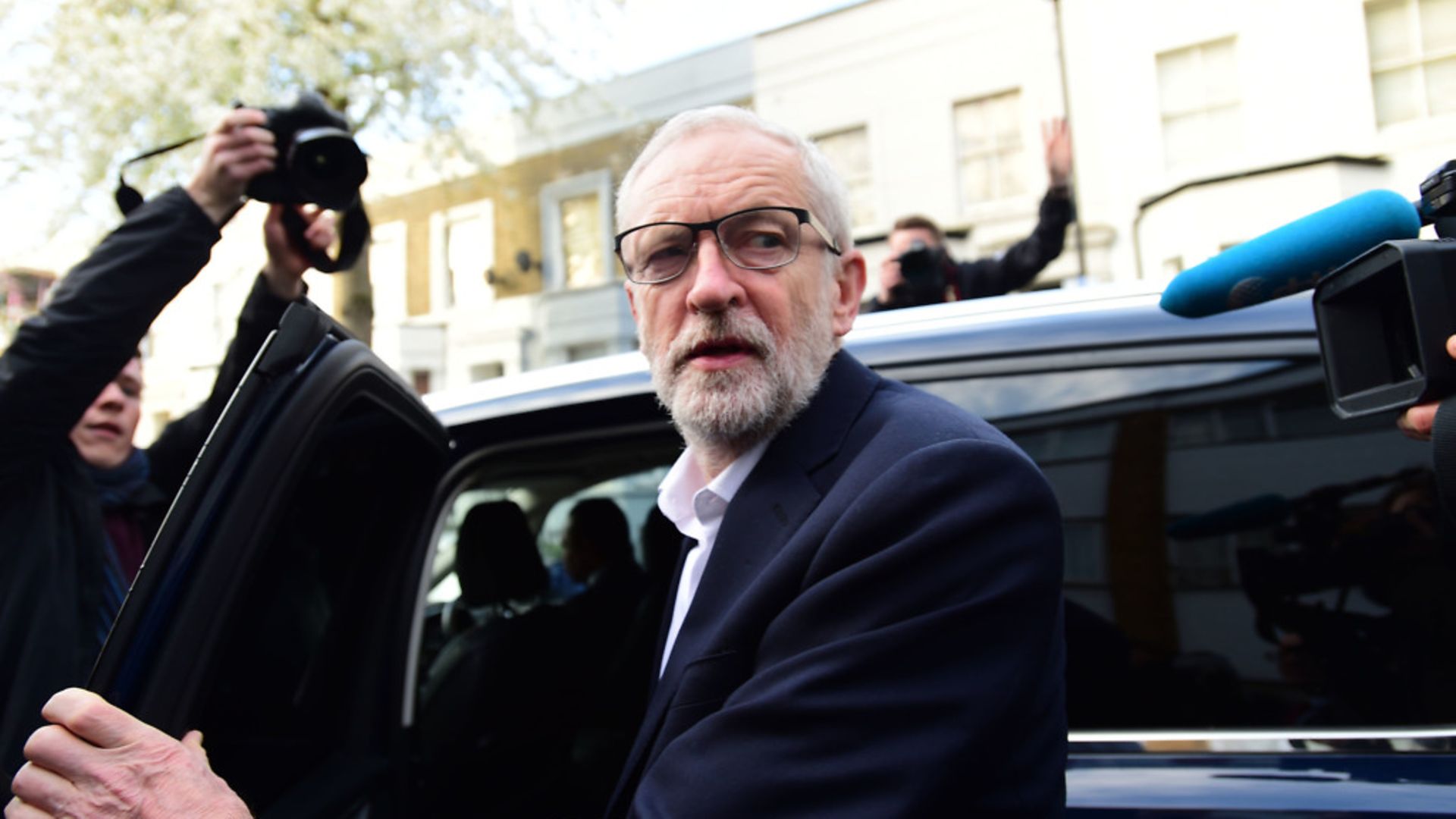 Former Labour Leader Jeremy Corbyn leaving his home in north London. Photo: David Mirzoeff/PA Wire.