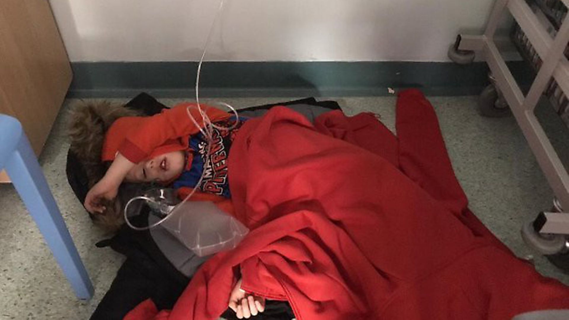 Jack Williment slept on the floor of a hospital in Leeds with suspected pneumonia. Photograph: Twitter. - Credit: Archant