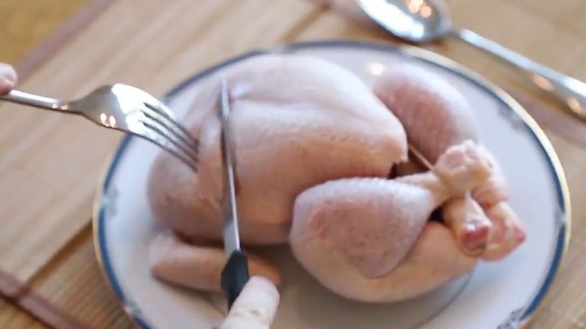 An uncooked chicken is used as an example of how Boris Johnson won't 'get Brexit done'. Photograph: Twitter. - Credit: Archant