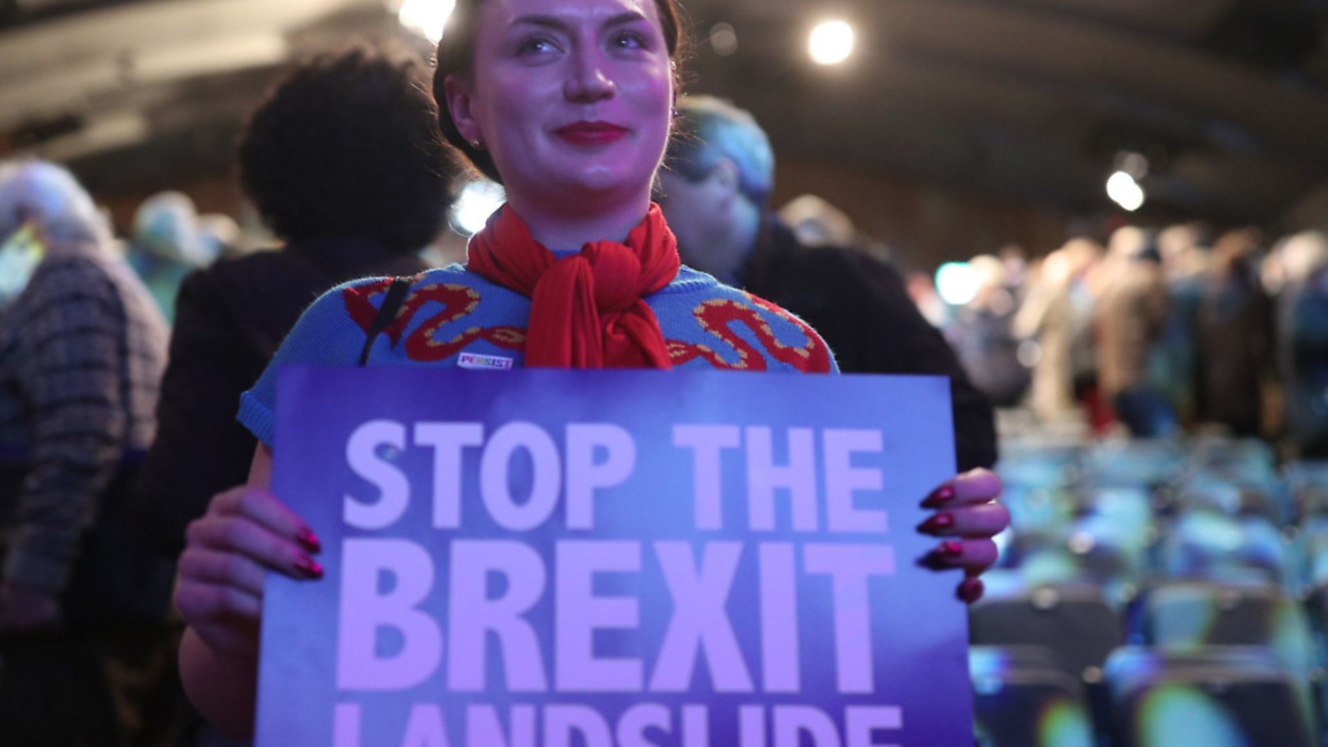 Anti-Brexit supporters during the Final Say rally at the Mermaid Theatre, London. Photograph: Yui Mok/PA Wire. - Credit: PA
