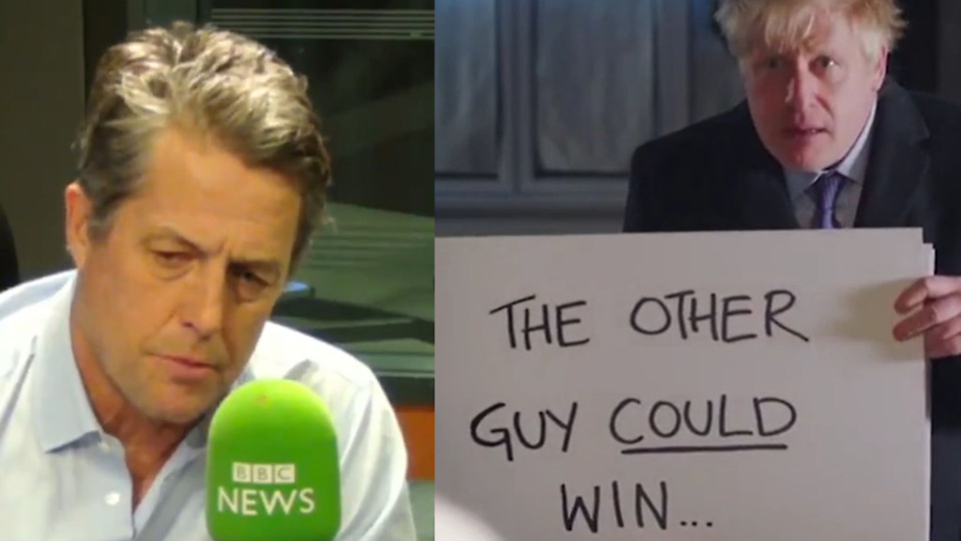 Hugh Grant had some choice words about Boris Johnson's spoof scene from Love, Actually. Pictures: BBC/Conservatives - Credit: BBC/Conservatives