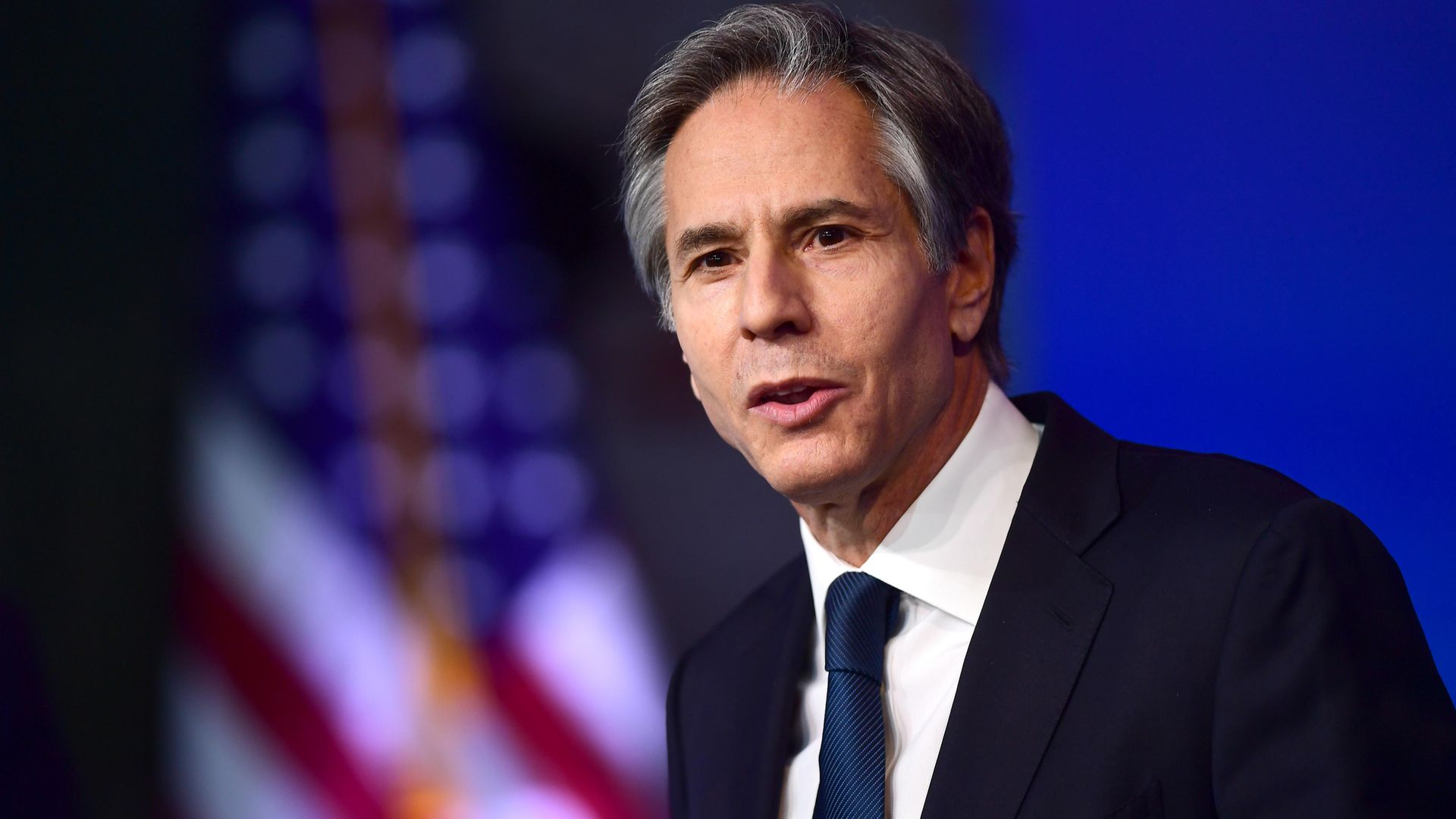 Secretary of state nominee Antony Blinken speaks after being introduced by president-elect Joe Biden at an event in Wilmington, Delaware - Credit: Getty Images