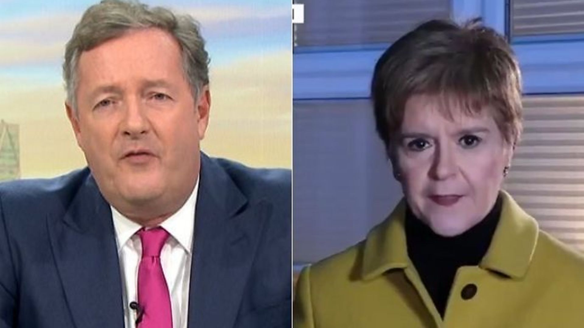 Good Morning Britain host Piers Morgan (L) and Nicola Sturgeon - Credit: Twitter