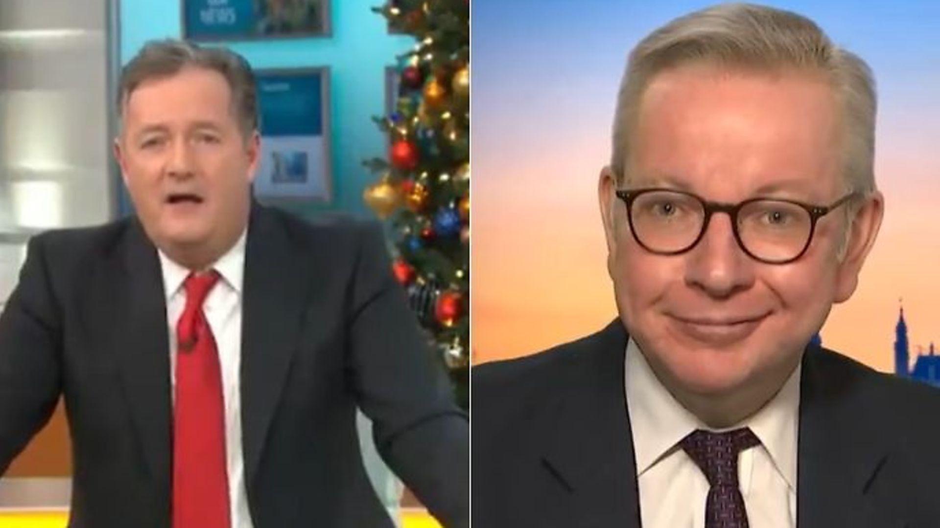 Good Morning Britain presenter Piers Morgan (L) and cabinet minister Michael Gove - Credit: Twitter