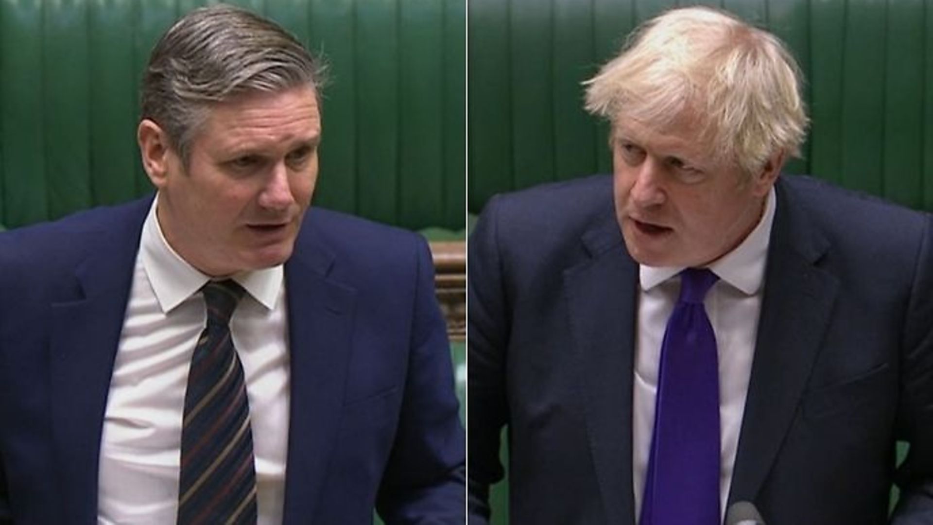 Keir Starmer (L) and Boris Johnson during a session of Prime Minister's Questions - Credit: PA media