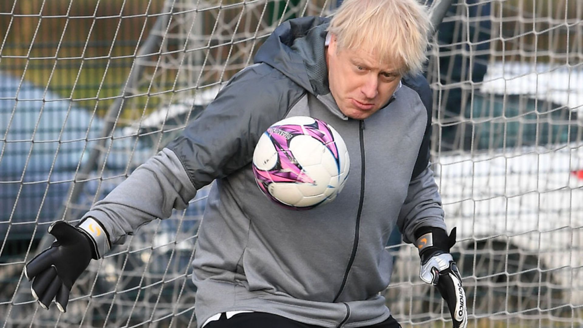 Prime minister Boris Johnson plays football during the election campaign. Photograph: Stefan Rousseau/PA. - Credit: PA Wire/PA Images