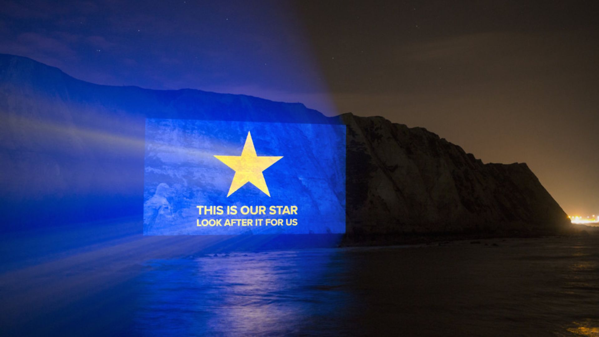 Led By Donkeys project a message to Europe on the side of the White Cliffs of Dover. - Credit: Led By Donkeys/Twitter