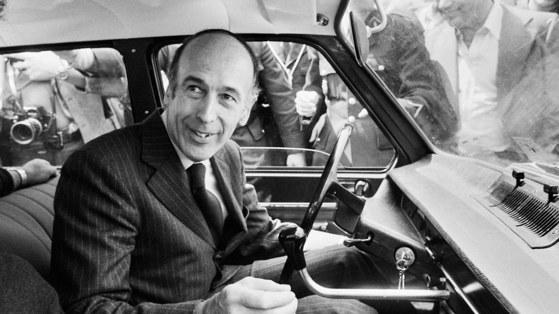 Valery Giscard d'Estaing in his car after voting in the second round of the 1974 presidential election, which he won - Credit: AFP via Getty Images