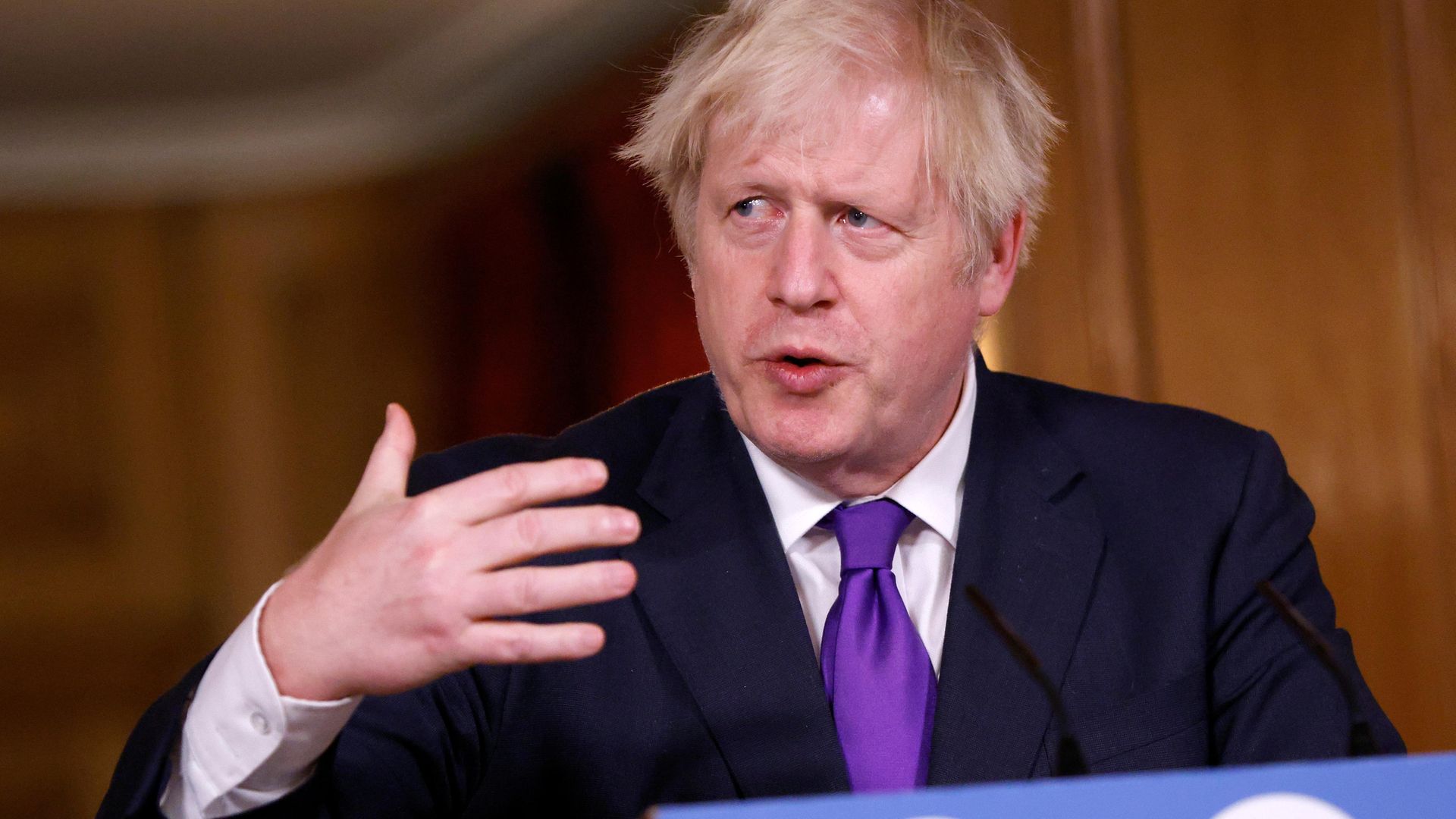 Prime Minister Boris Johnson during a media briefing on coronavirus (COVID-19) in Downing Street, London. - Credit: PA