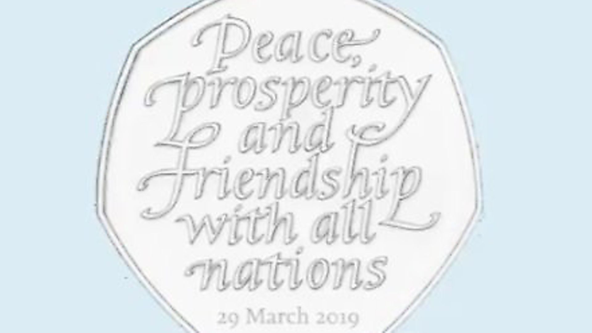 The original design for the special 50p coin marking Brexit. Photograph: HM Treasury/Twitter. - Credit: Archant