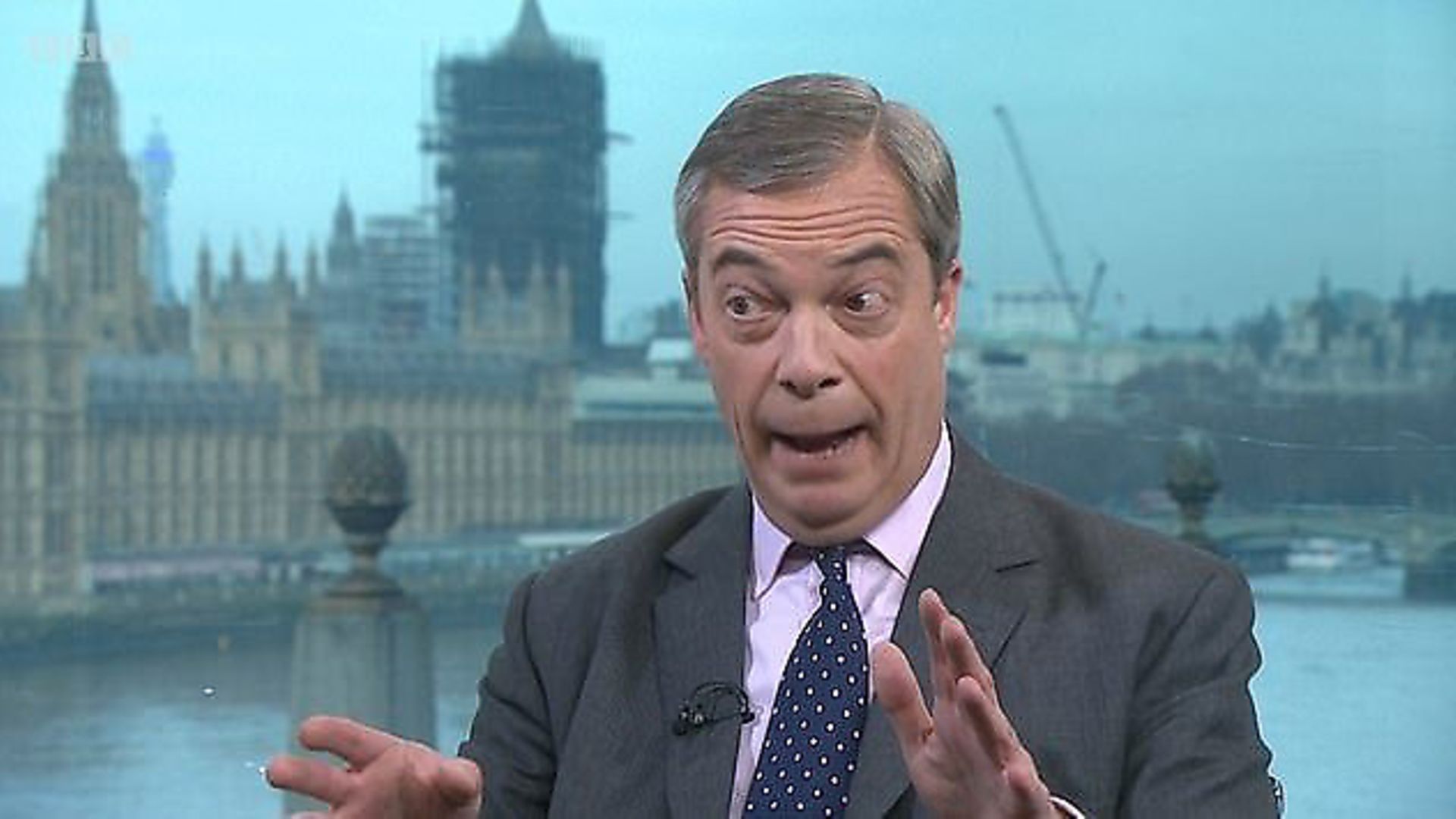 Nigel Farage is interviewed by Andrew Neil. Photograph: BBC. - Credit: Archant