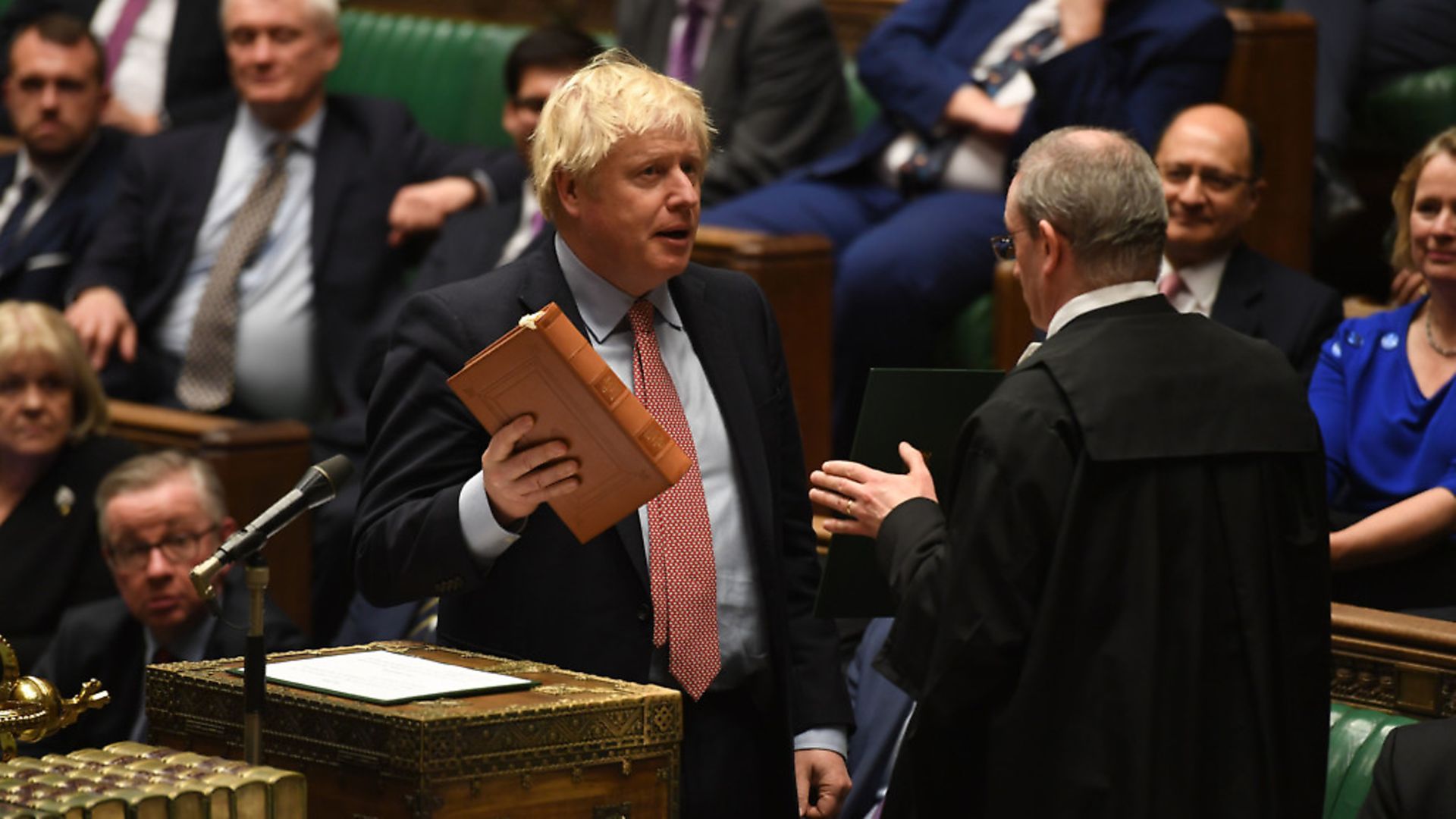 Boris Johnson during the swearing in of Parliament. Photograph: UK Parliament/Jessica Taylor/PA Wire

. - Credit: PA