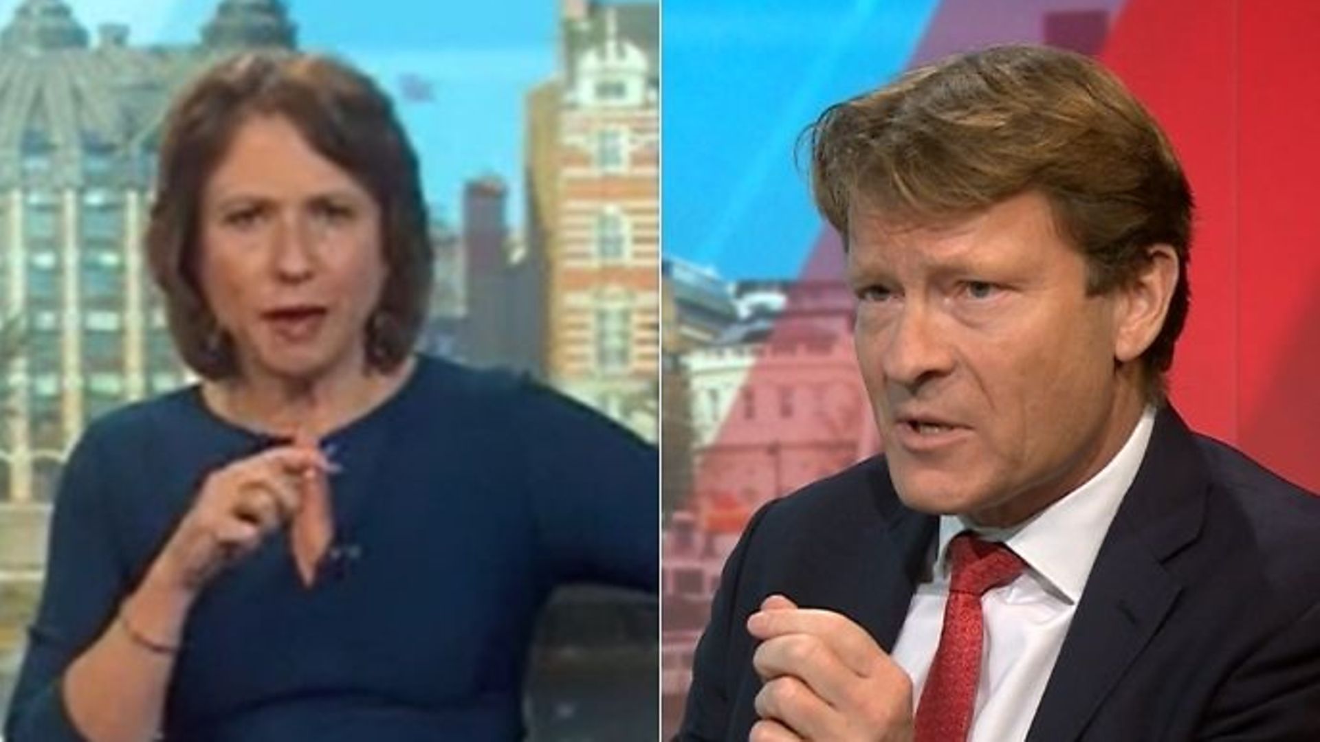 Politics Live host Jo Coburn (L) and Brexit Party chairman Richard Tice - Credit: BBC