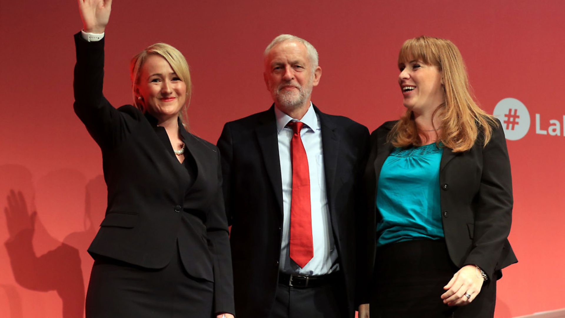 Rebecca Long Bailey, Jeremy Corbyn and Angela Rayner at the Labour Party annual conference. Photograph: Gareth Fuller/PA. - Credit: PA Archive/PA Images