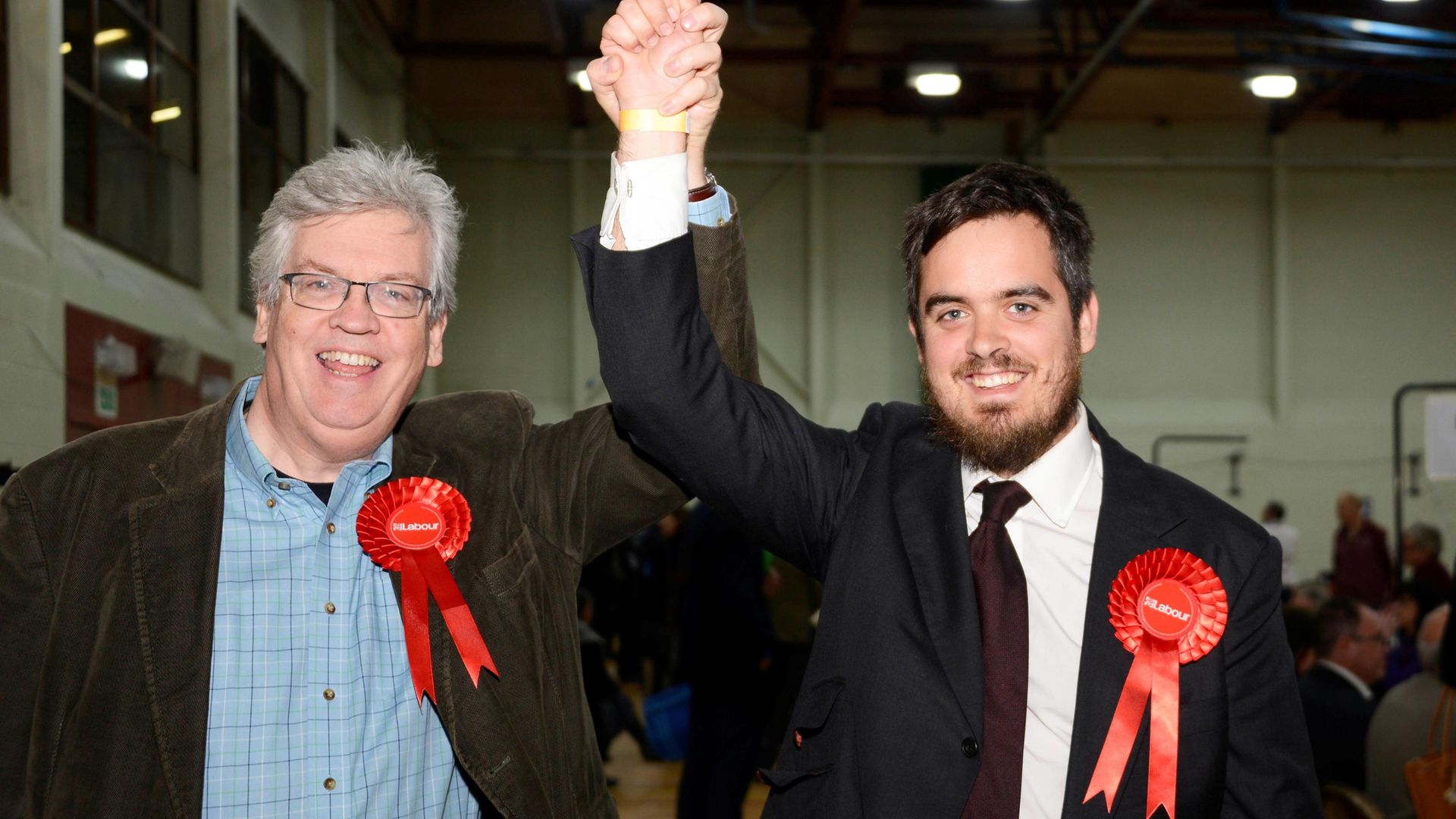 Alex Ward celebrates his election victory with dad David. - Credit: Contributed