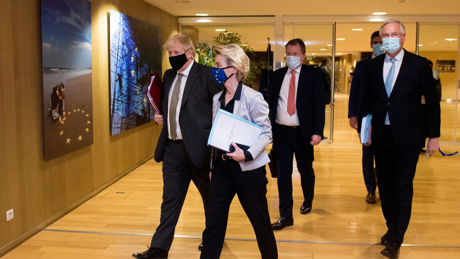 Prime Minister Boris Johnson, European Commission president Ursula von der Leyen, Lord David Frost and Michel Barnier in Brussels where they have agreed the UK and EU will continue talks on a post-Brexit trade deal. - Credit: PA