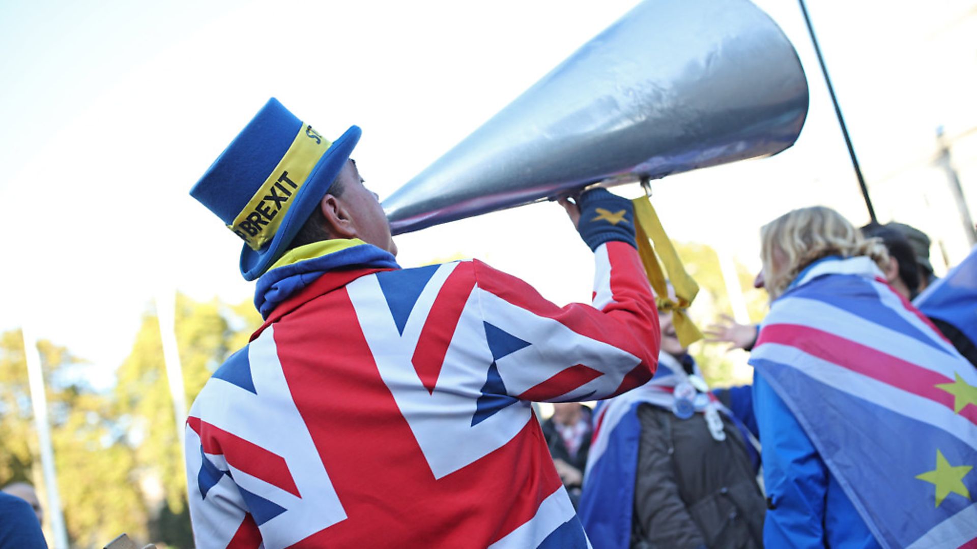Anti-Brexit protestor Steve Bray outside the Houses of Parliament in London. Photograph: Yui Mok/PA. - Credit: PA Wire/PA Images