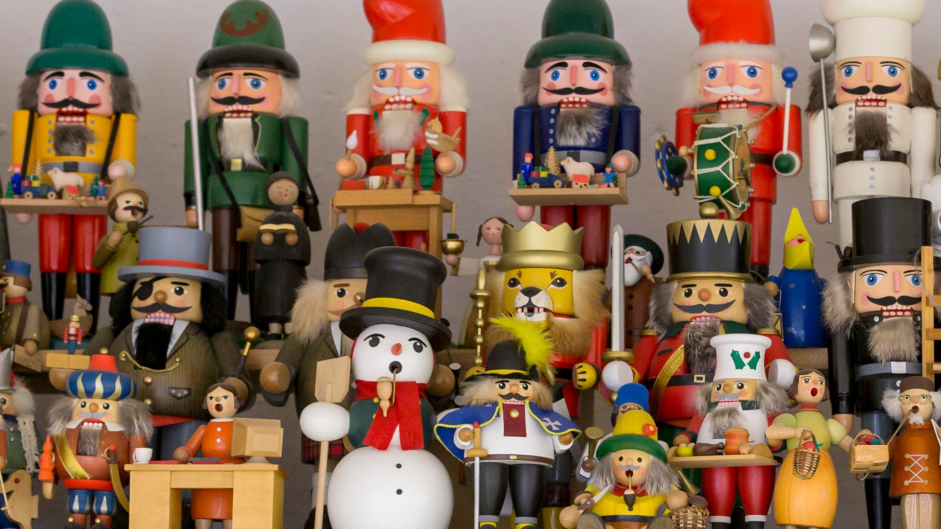 Traditional hand-made wooden nutcracker figures in Seiffen, Germany - Credit: Getty Images