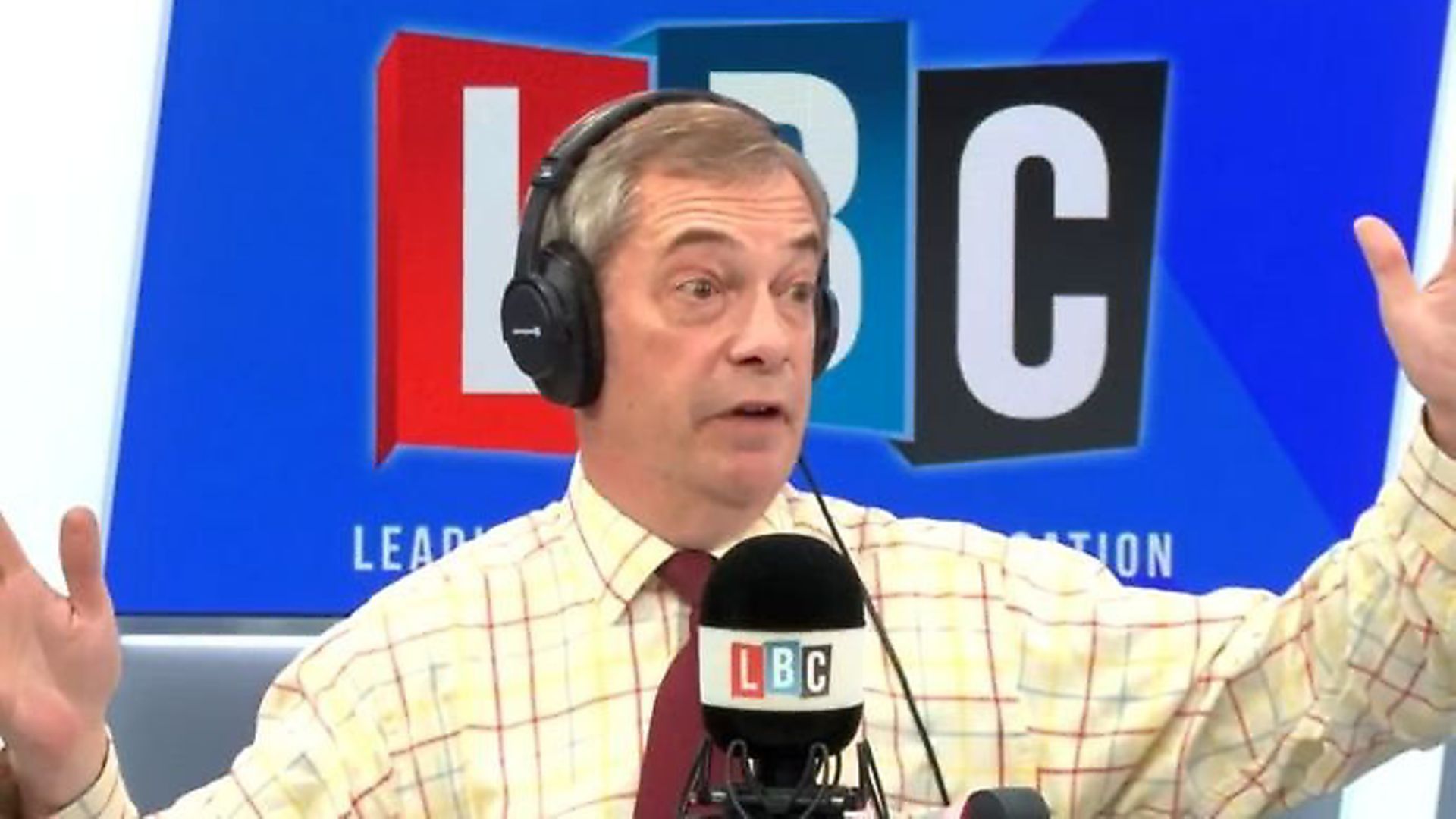 Nigel Farage discusses plans for January 31st on LBC Radio. Photograph: LBC/Global. - Credit: Archant