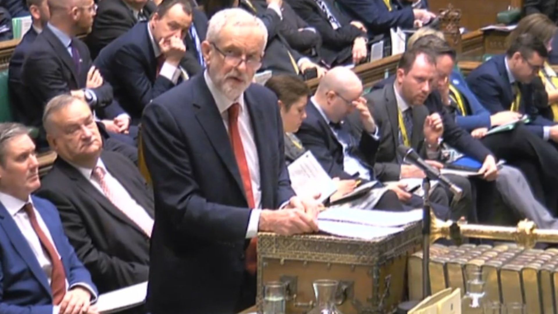 Jeremy Corbyn attacked Boris Johnson's removal of protections for refugee children in the Brexit bill. Picture: Parliament TV - Credit: Parliament TV