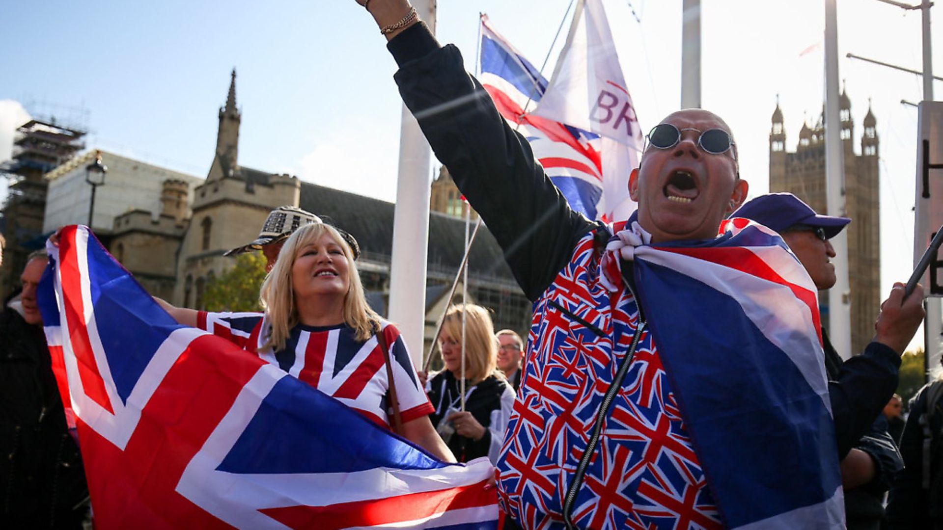 Pro Brexit supporters outside parliament. Photograph: Jacob King/PA. - Credit: PA Wire/PA Images
