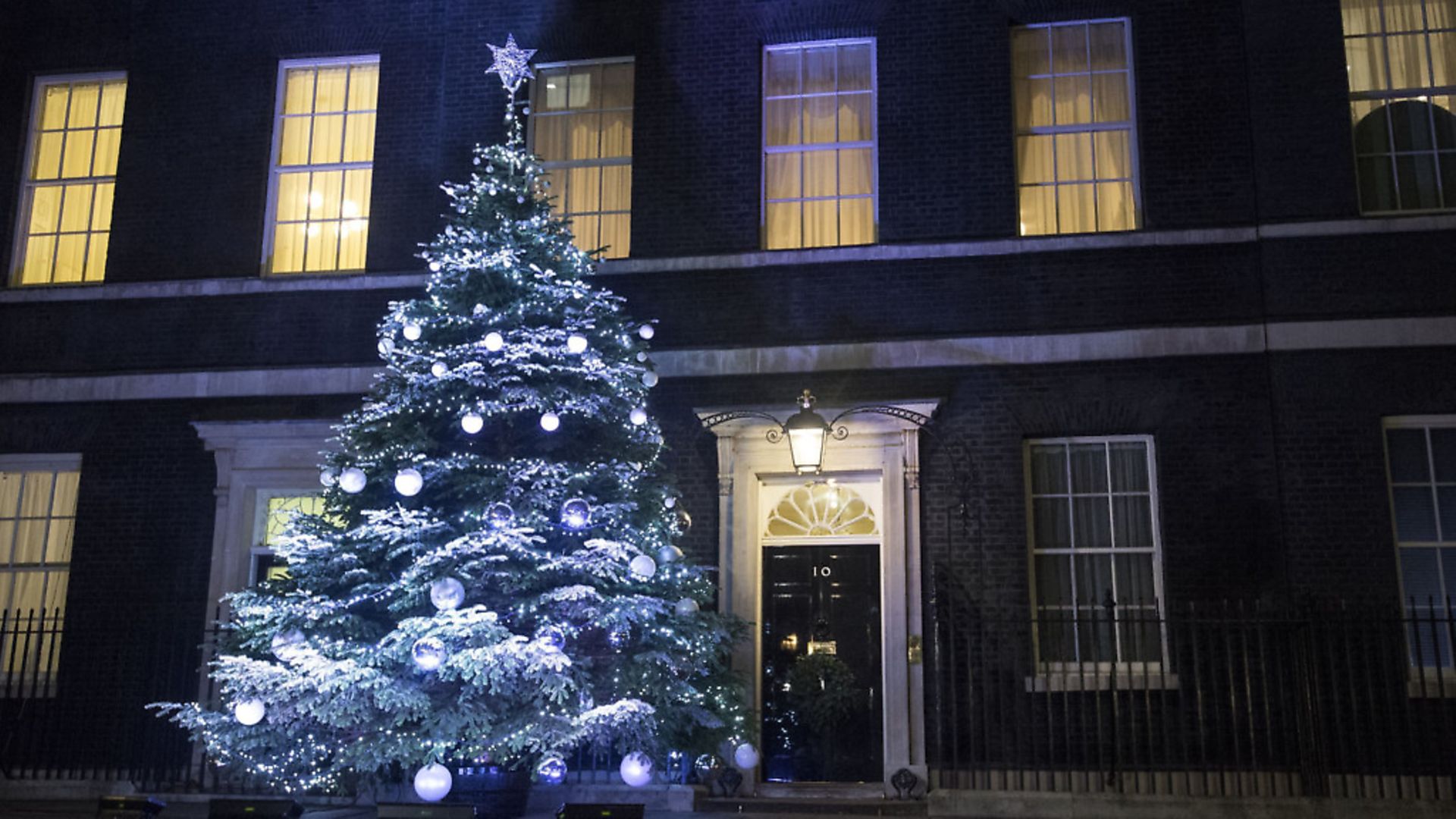 General view of the Downing Street Christmas tree lights in London. Photograph: Lauren Hurley/PA. - Credit: PA Archive/PA Images