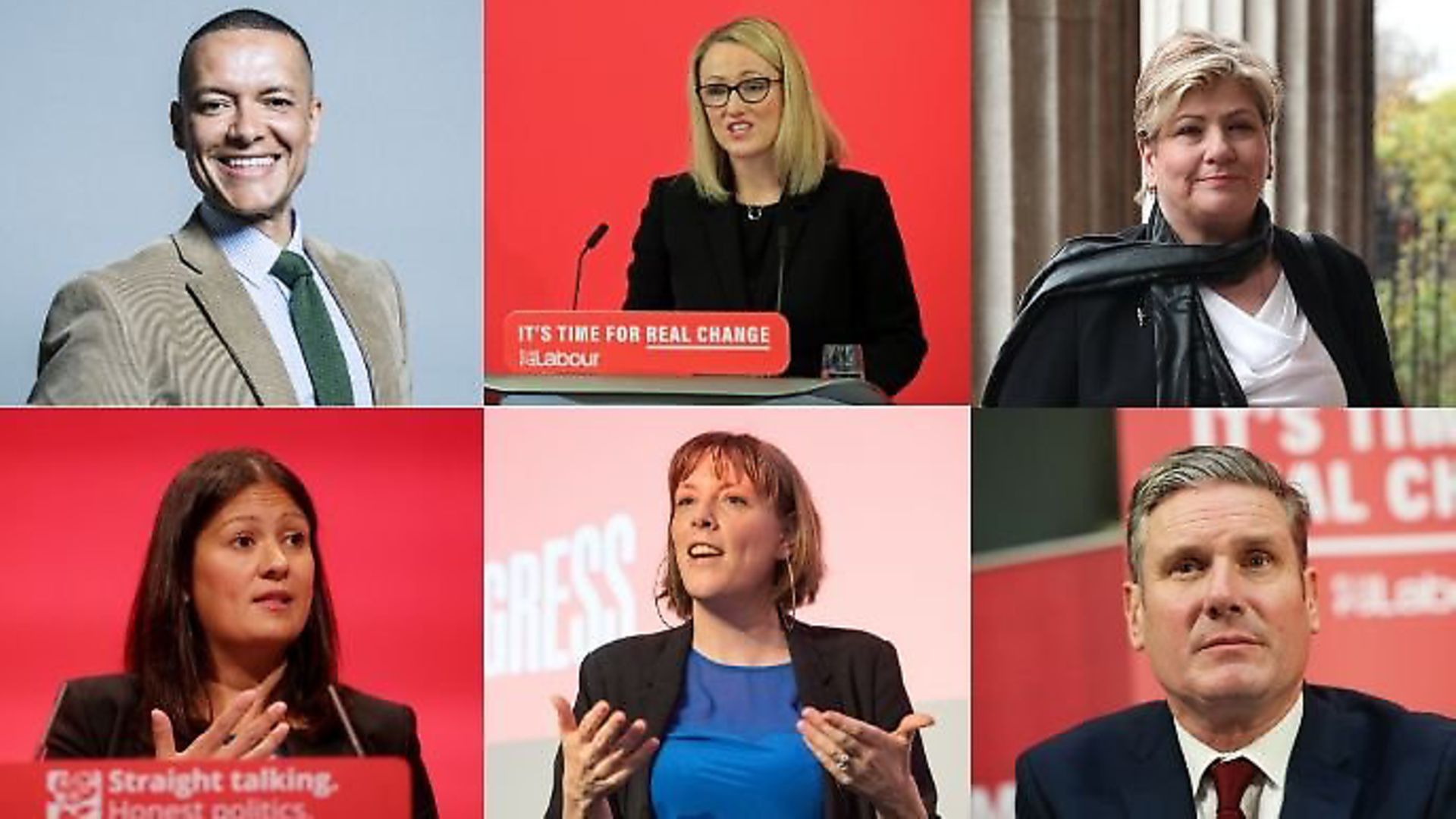 Clive Lewis, Rebecca Long-Bailey, Emily Thornberry, Lisa Nandy, Jess Phillips and Keir Starmer. Photograph: PA/Archant. - Credit: Archant