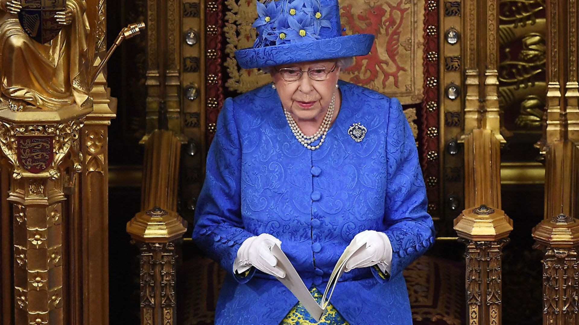 Queen Elizabeth II reading the Queen's Speech in the House of Lords. Photograph: Carl Court/PA. Photo: PA Archive/PA Images