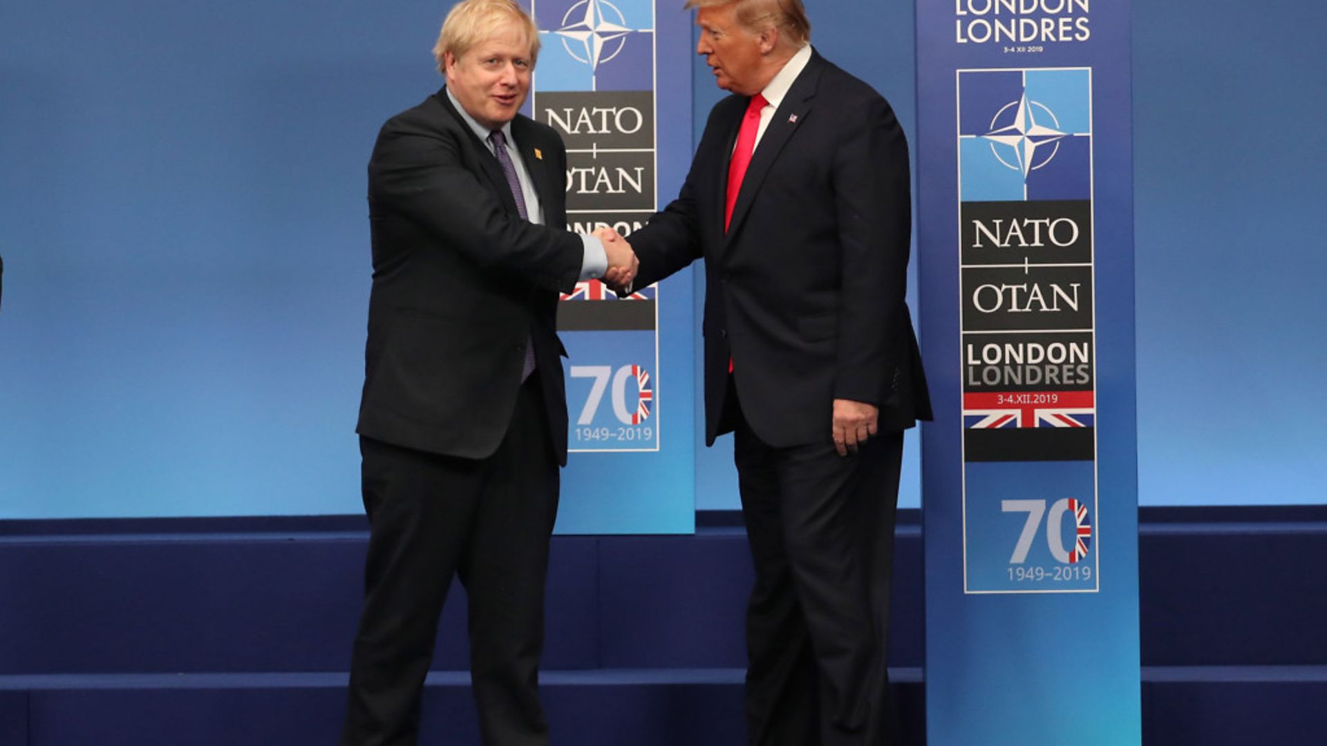 Prime Minister Boris Johnson and US President Donald Trump during the annual Nato heads of government summit - Credit: PA Wire/PA Images