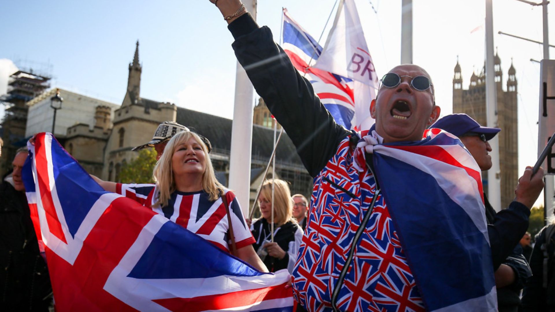 Pro Brexit supporters outside parliament - Credit: Jacob King/PA