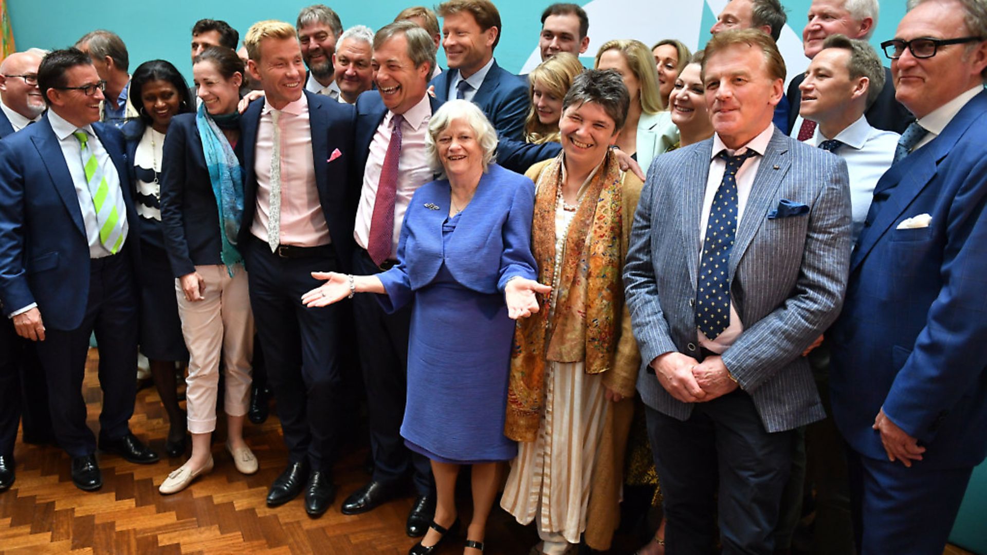 Brexit Party leader Nigel Farage with the Brexit party MEPs. Photograph: Dominic Lipinski/PA. - Credit: PA Archive/PA Images