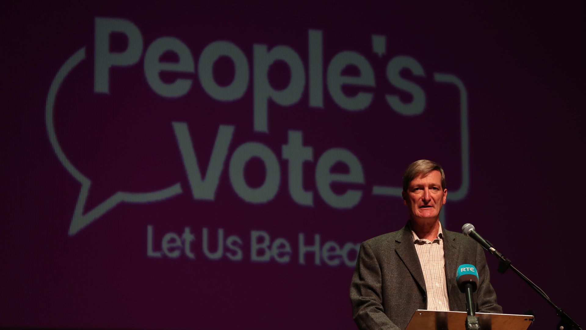 Dominic Grieve speaks at an anti-no deal Brexit rally at Ulster Hall in Belfast - Credit: PA