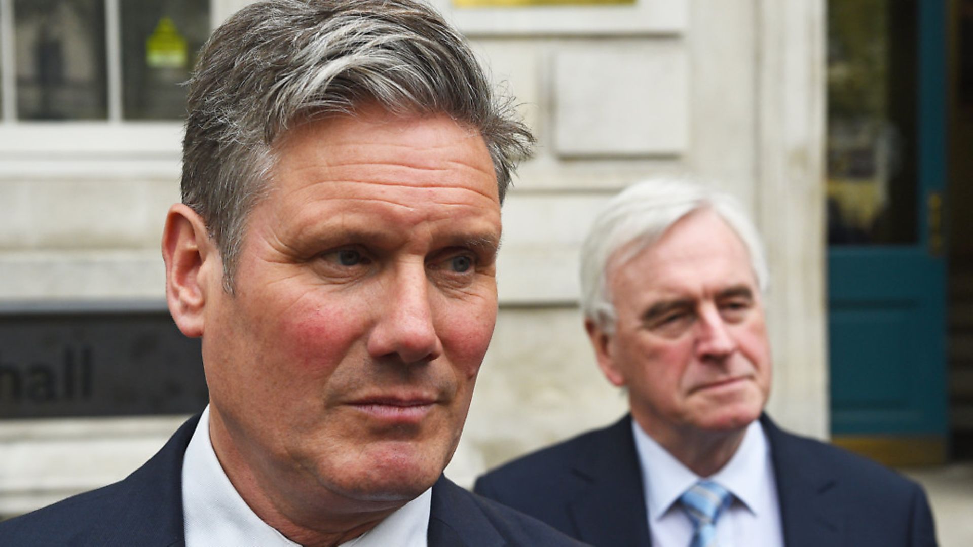 (left to right) Labour leader Sir Keir Starmer and former shadow chancellor John McDonnell leaving the Cabinet Office in Westminster, London; Kirsty O'Connor - Credit: PA