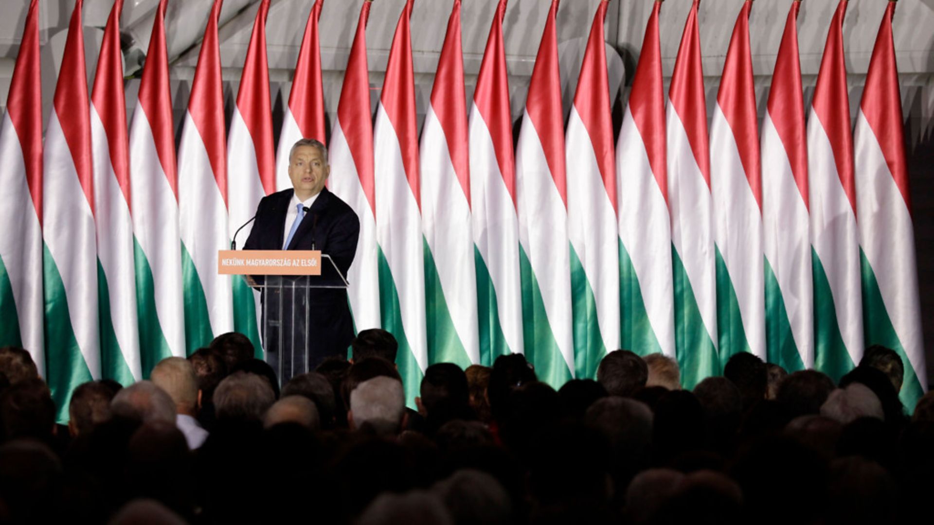 Hungarian prime minister Viktor Orban giving a speech in April 2019 - Credit: AFP/Getty Images