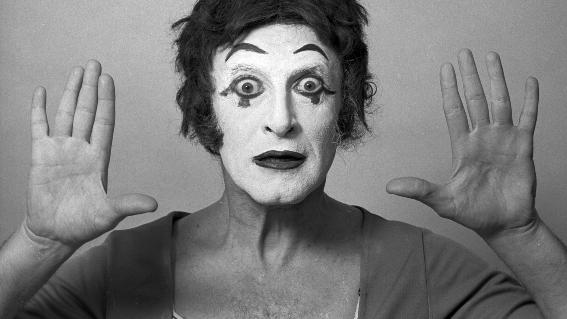 French actor and mime Marcel Marceau as Bip the Clown in New York, March 1973 - Credit: Getty Images