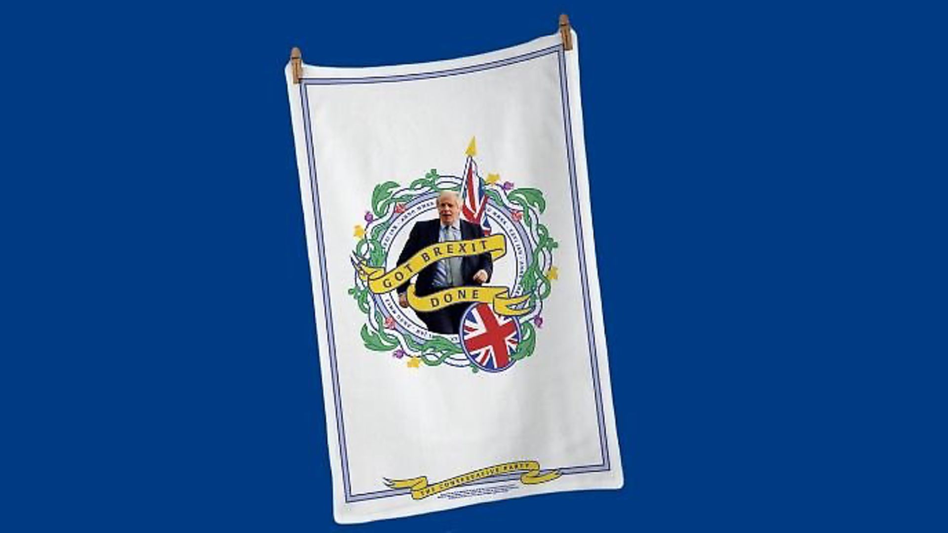The Tory Party's Got Brexit Done tea towel. Photograph: Twitter. - Credit: Archant
