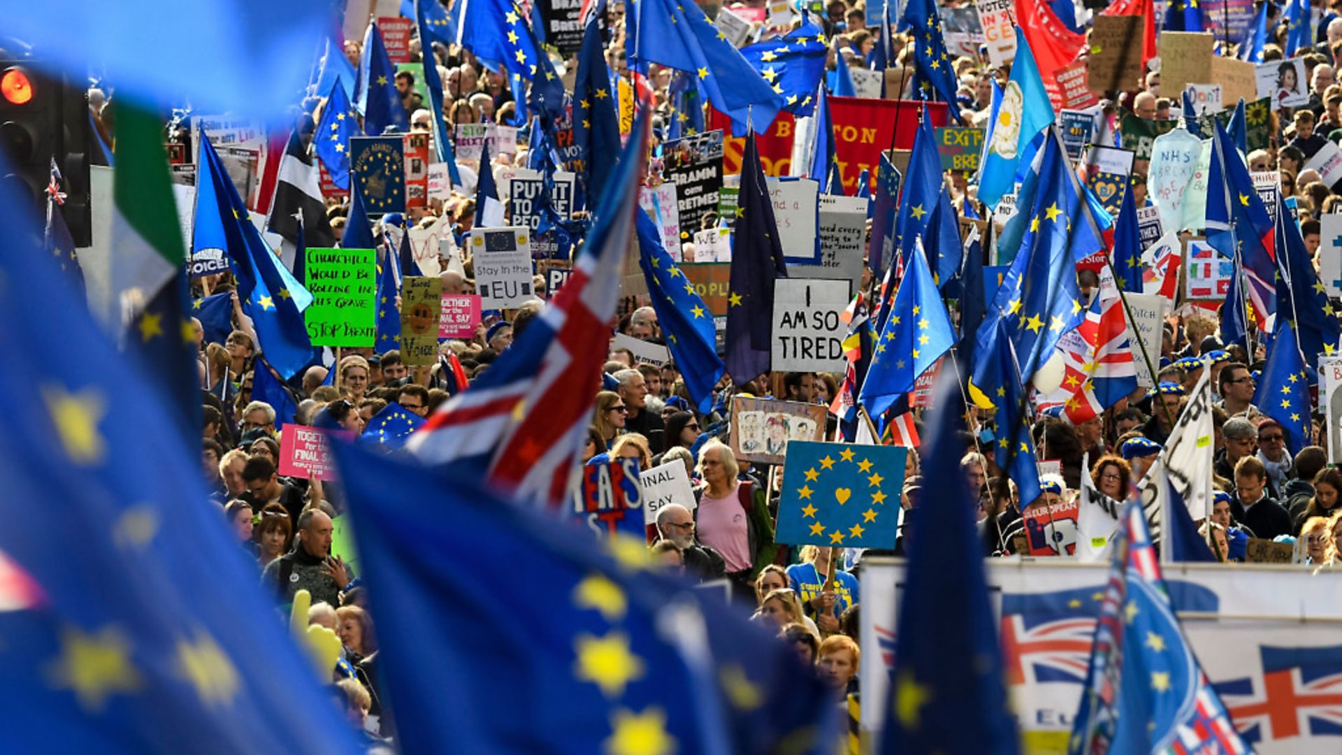 Pro-EU campaigners marching on Westminster. (Photo by Niklas HALLE'N / AFP) - Credit: AFP via Getty Images