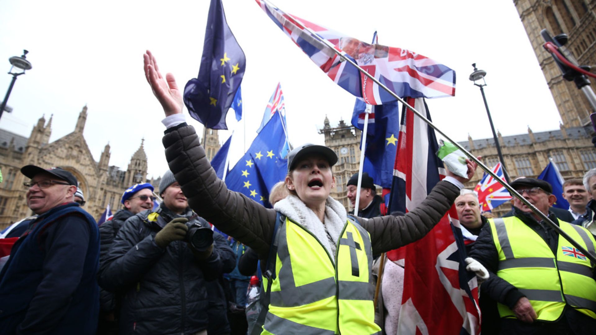 Pro Brexit supporters outside the Houses of Parliament, London - Credit: Yui Mok/PA Wire