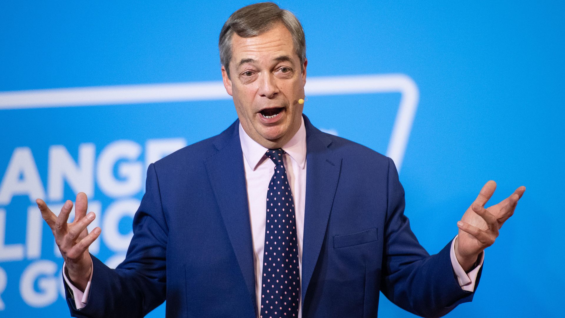 Brexit Party leader Nigel Farage during a press conference at the Emmanuel Centre in London, while on the General Election campaign trail. - Credit: PA