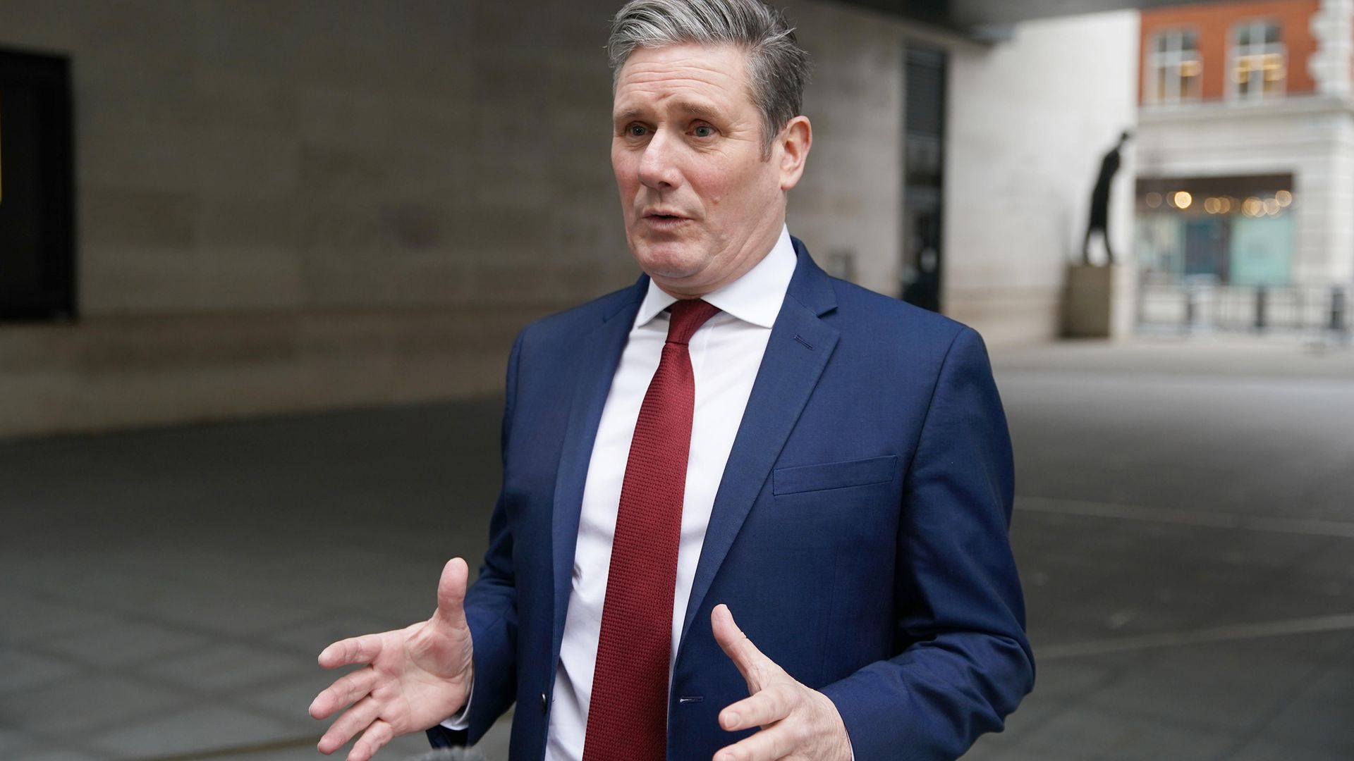 Labour Party leader Sir Keir Starmer leaving BBC Broadcasting House in central London after his appearance on the BBC1 current affairs programme, The Andrew Marr Show. - Credit: PA