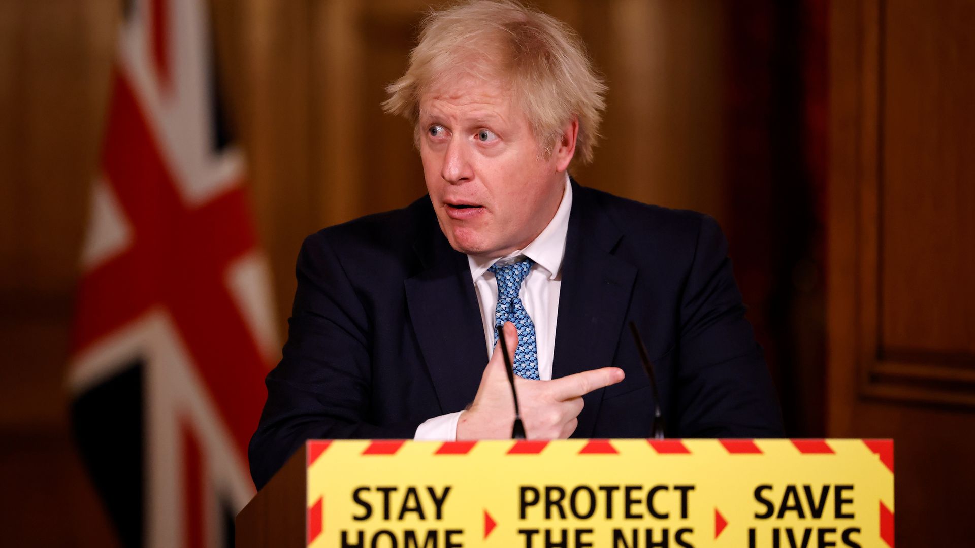 Prime minister Boris Johnson during a media briefing on coronavirus (COVID-19) in Downing Street, London. - Credit: PA