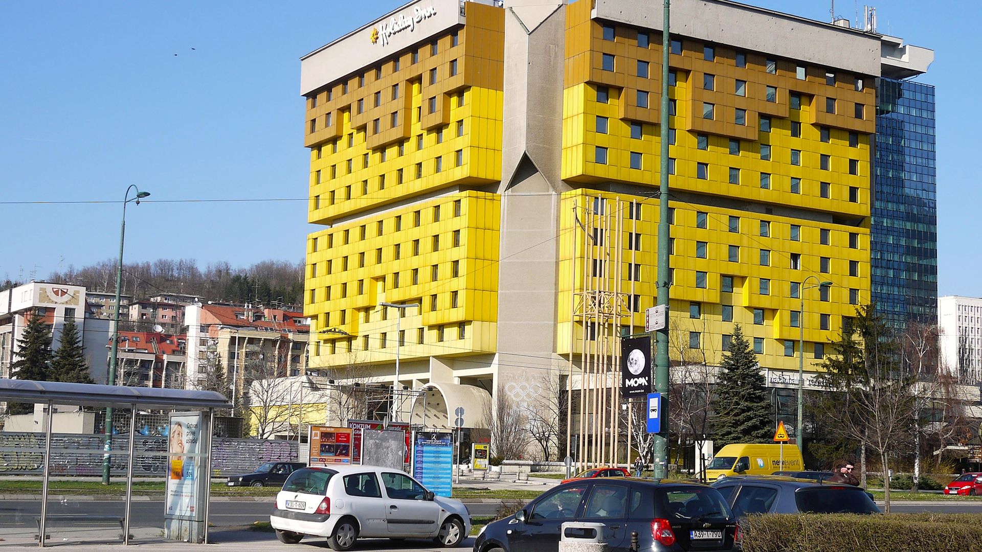 Sarajevo's distinctive Holiday Inn, where Charlie Connelly was a semi-regular visitor - Credit: Getty Images