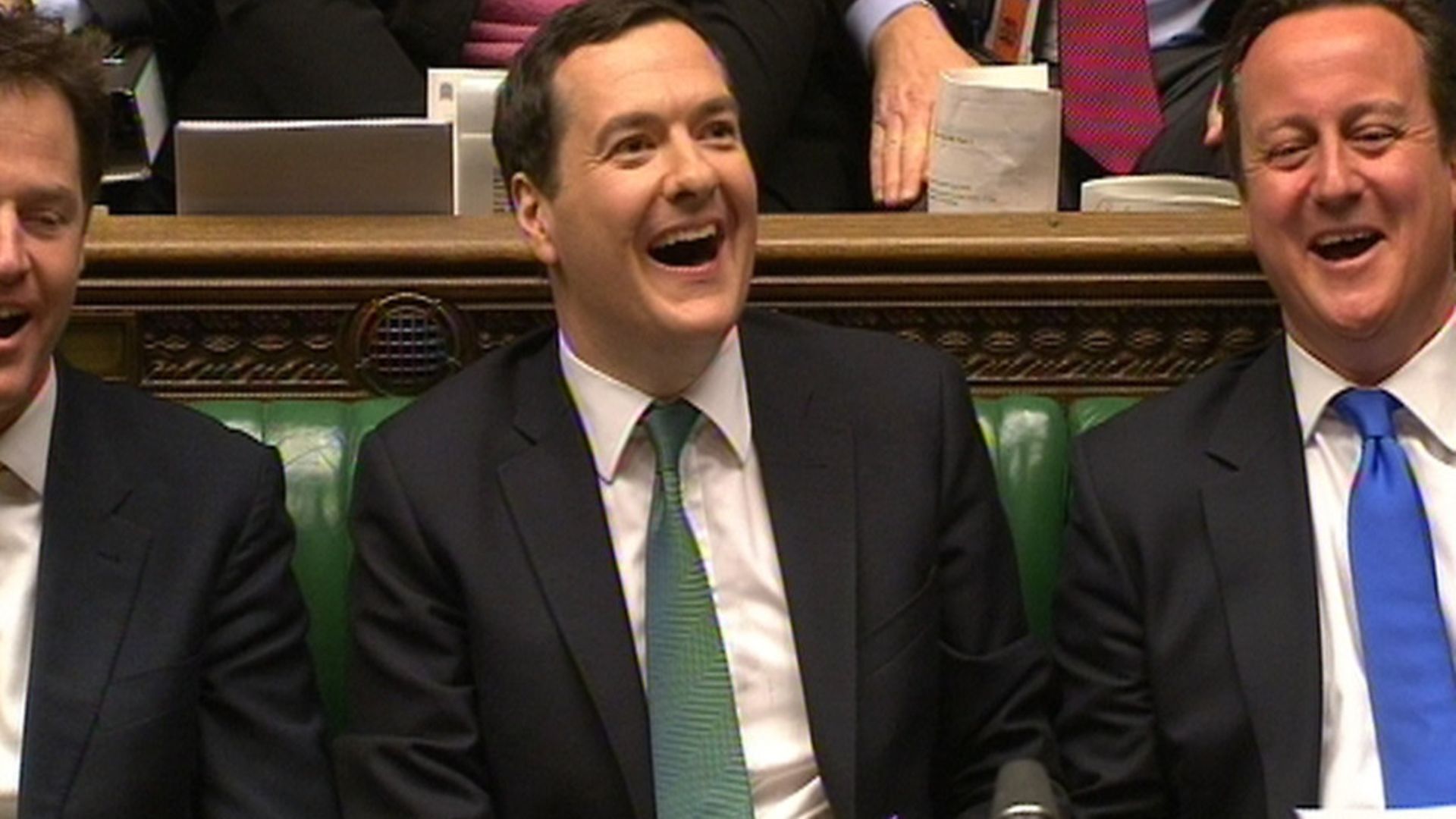 The then deputy prime minister Nick Clegg, the chancellor George Osborne, and prime minister David Camron. Photograph: PA Images. - Credit: PA Wire/Press Association Images