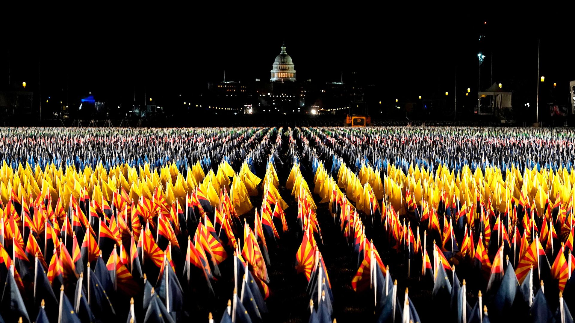 The "Field of Flags" on Washington DC's National Mall for the presidential inauguration ceremony - Credit: AFP via Getty Images