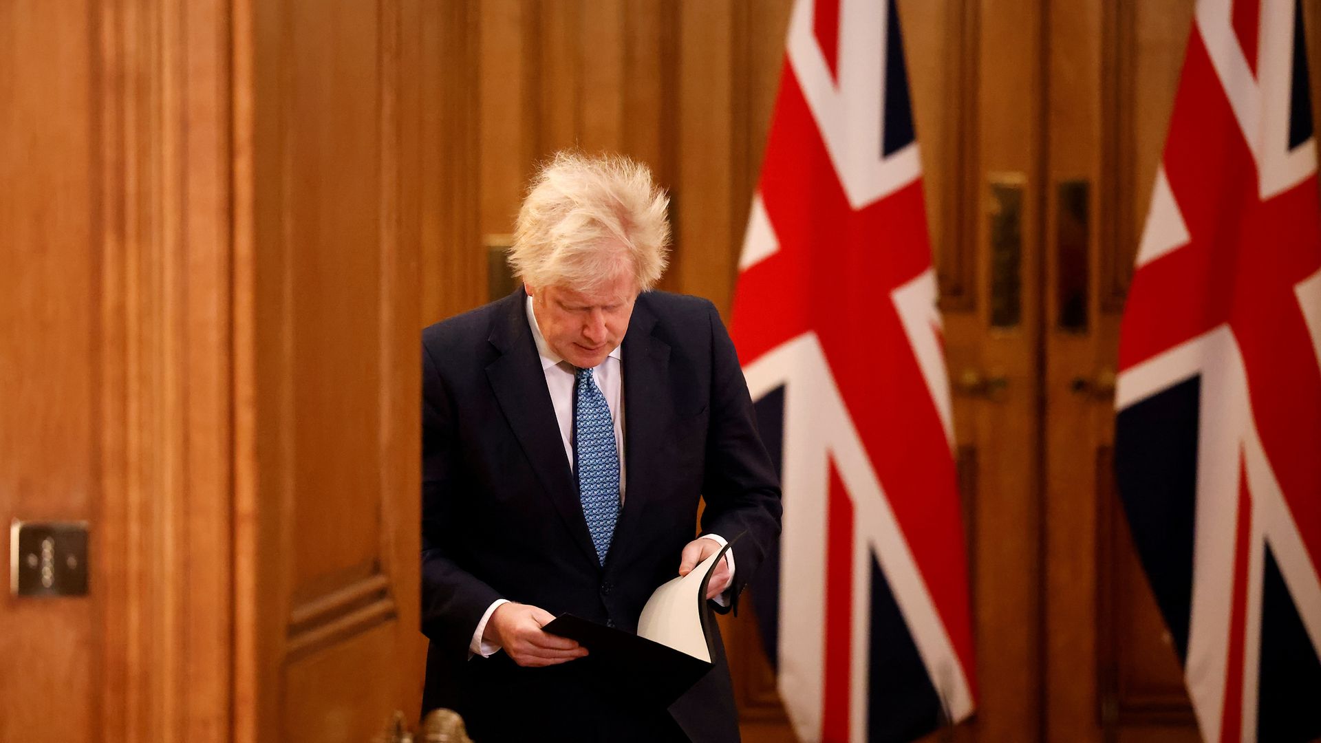 Prime Minister Boris Johnson during a media briefing in Downing Street - Credit: PA