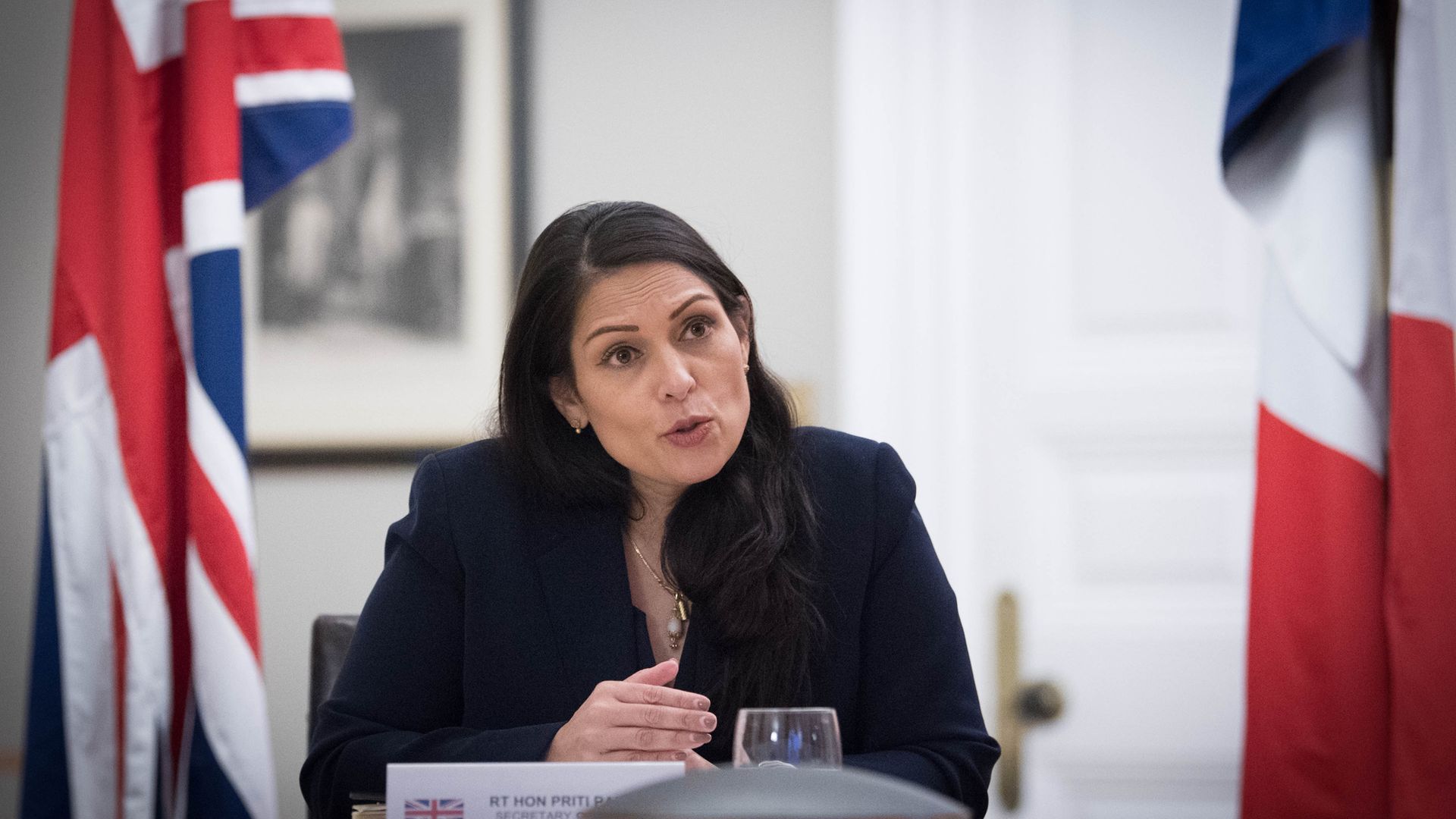 Home Secretary Priti Patel at the Home Office in central London - Credit: PA