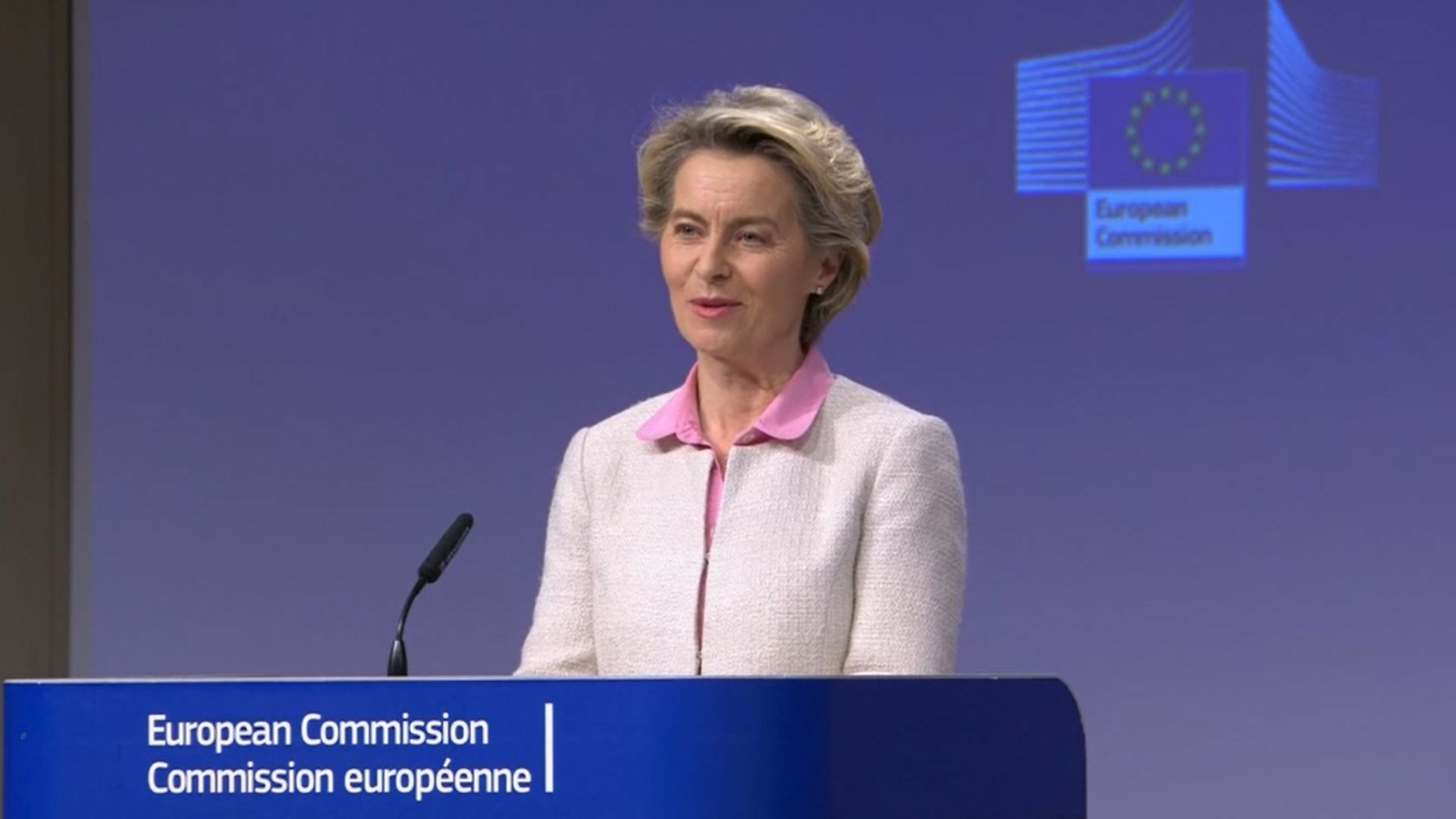 Screen grab of European Commission president Ursula von der Leyen during a media briefing in Brussels - Credit: PA
